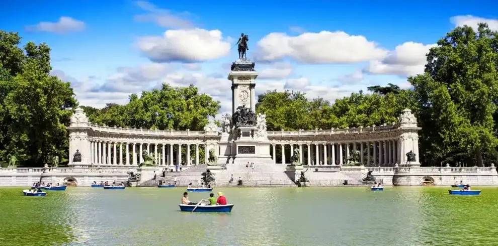 Scenic view of Parque del Retiro historic park in Madrid Spain