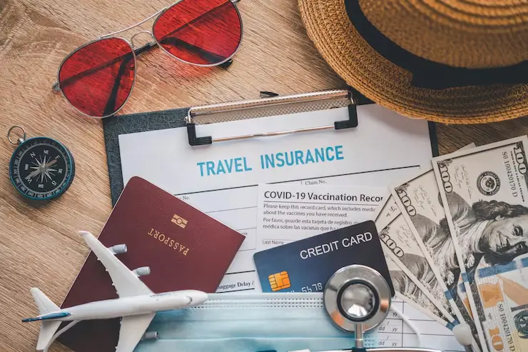 Traveler with luggage at airport representing safe and secure travel insurance