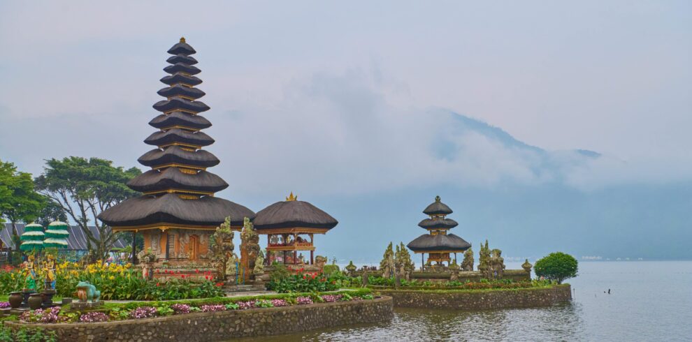 Ulun Danu Beratan Temple on Lake Beratan in Bali Indonesia during Bali tour