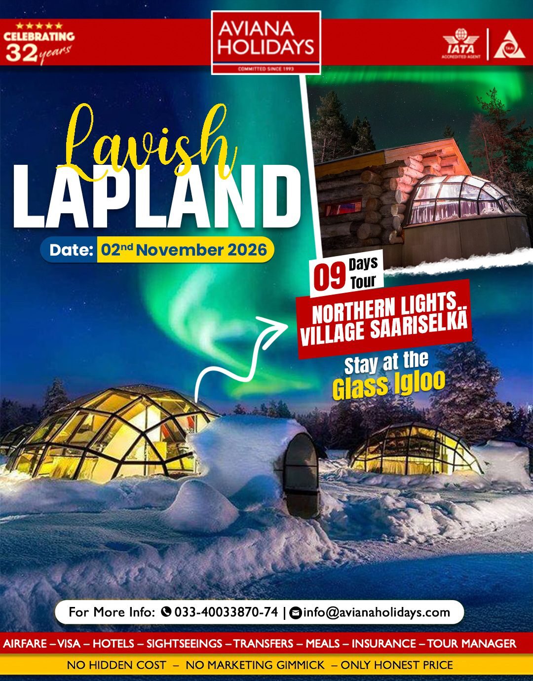 Experience Lapland Northern Lights tour packages with snow adventures, glass igloos and Arctic winter landscapes