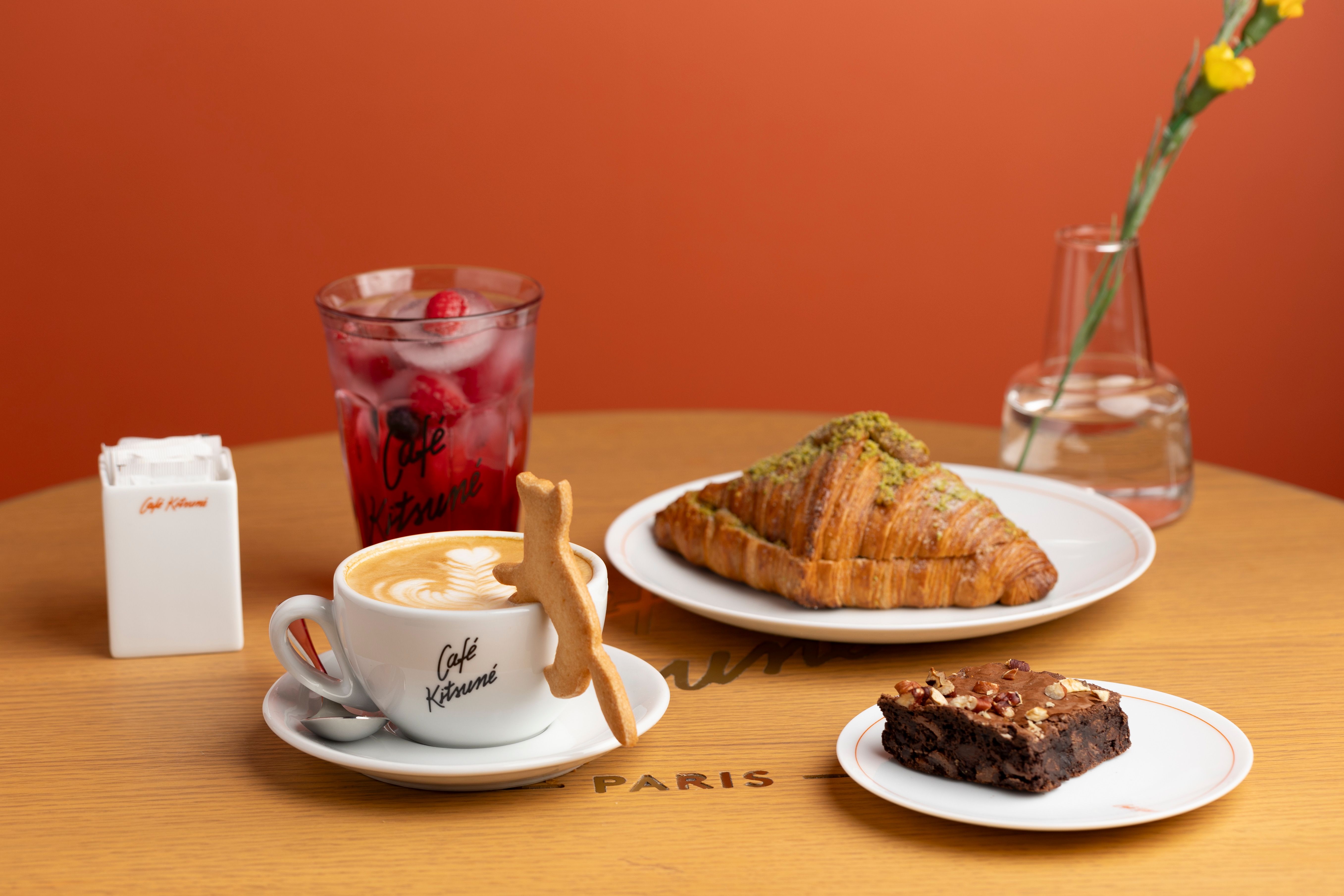 Traditional Paris café breakfast with pastries and coffee