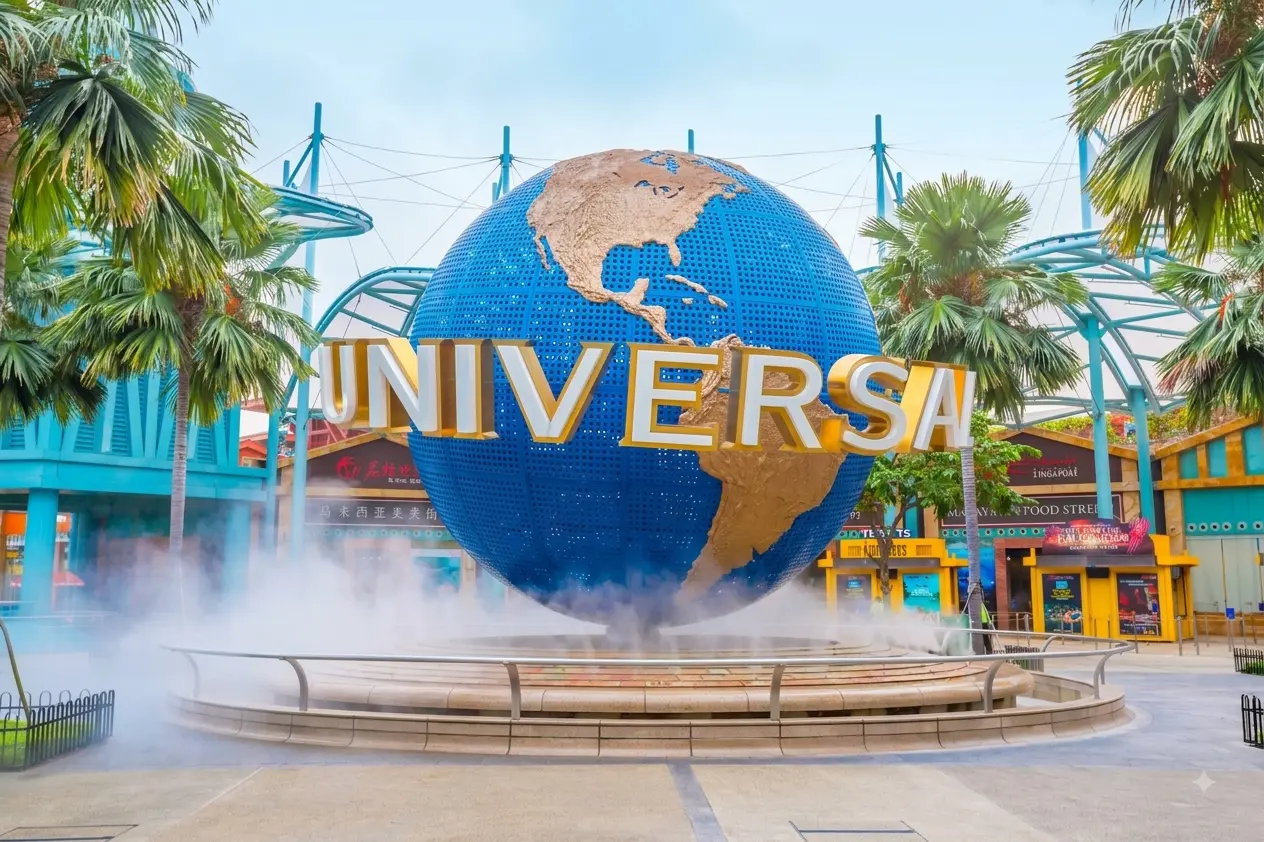 Universal Studios Singapore theme park with its iconic globe and vibrant attractions