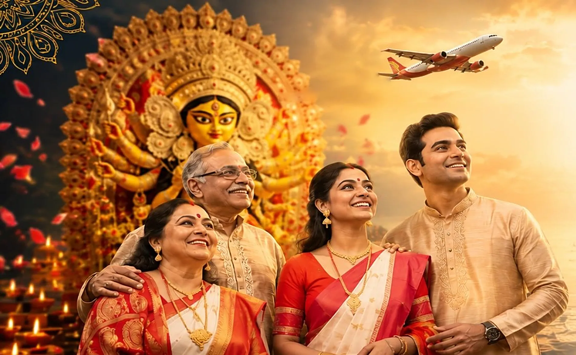 Family celebrating Durga Puja with Aviana Holidays
